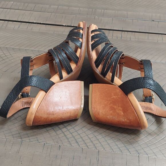 Kork-Ease ‘Pepper’ Black Leather Block Heel Sandals Sz 7 - Picture 5 of 9